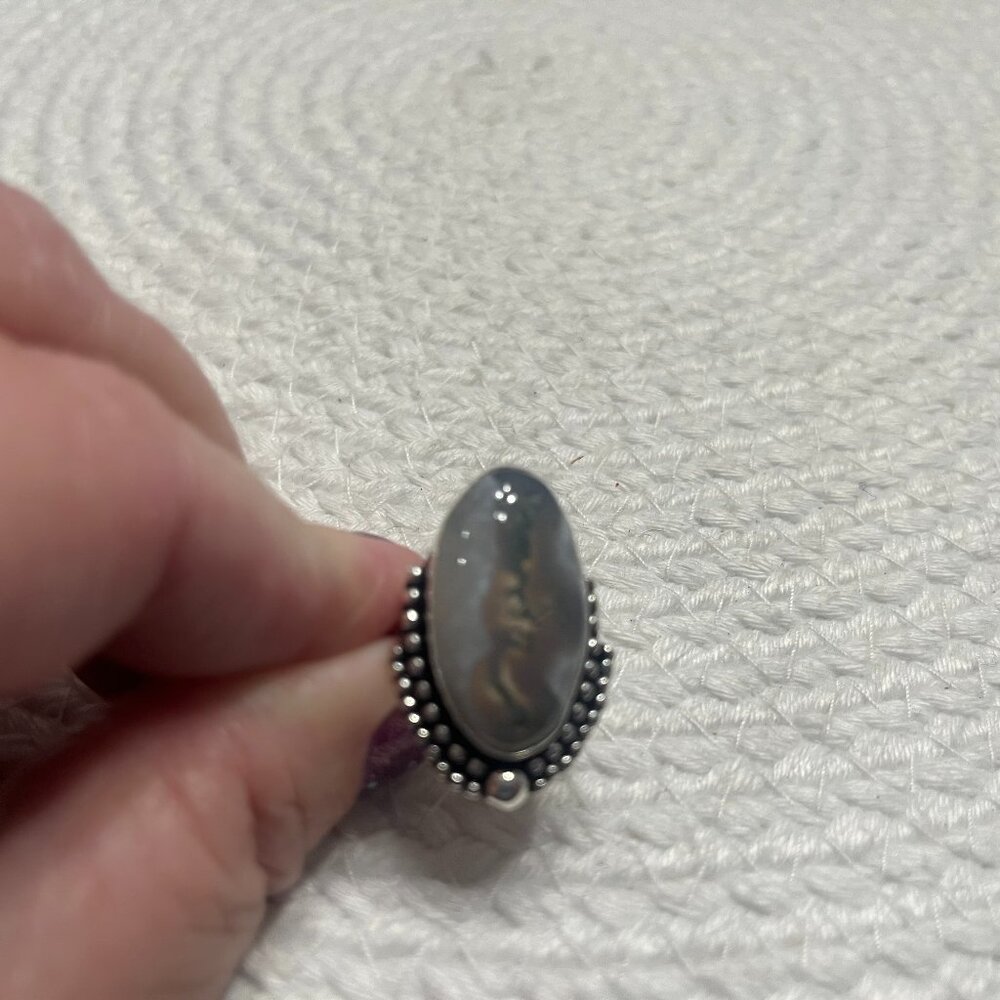 Gorgeous TREE AGATE Handmade Sterling 925 RIng Size 6.5 #300E - Picture 2 of 3